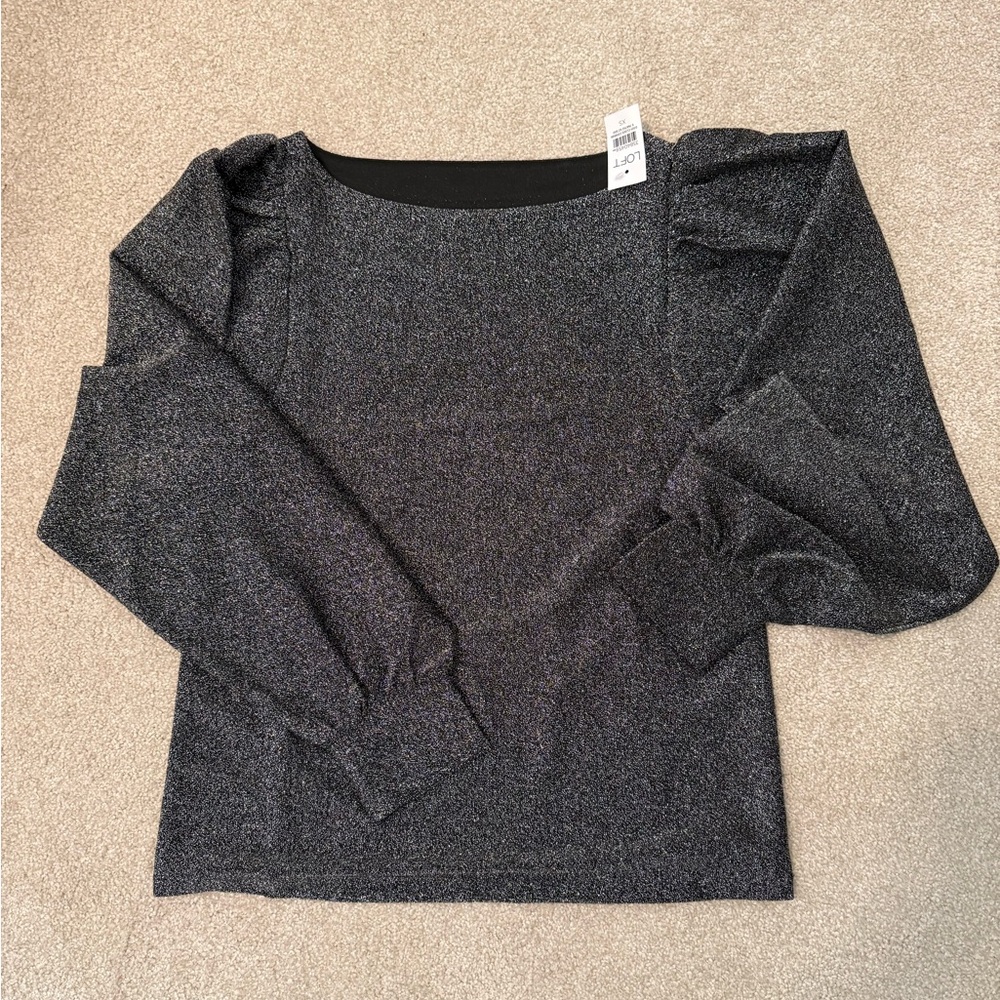 LOFT Black Glitter Blouse